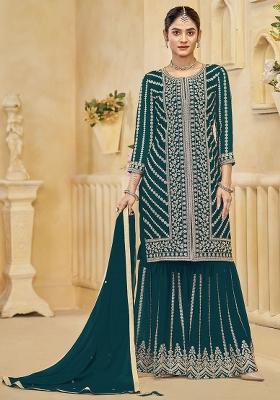 Dark Green Embroidered Georgette Salwar Kameez