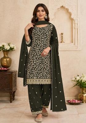 Mehendi Embroidered Georgette Salwar Kameez