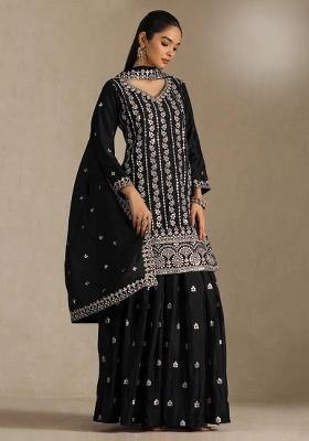 Black Embroidered Silk Salwar Kameez
