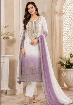 Lavender Embroidered Silk Salwar Kameez