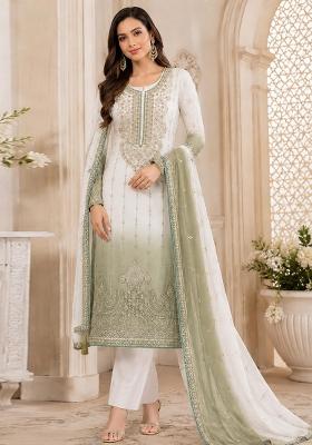 Green Embroidered Silk Salwar Kameez