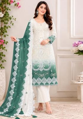 Blue Embroidered Georgette Salwar Kameez