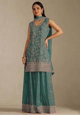 Blue Embroidered Georgette Salwar Kameez