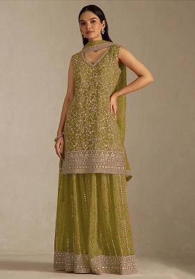 Mustard Embroidered Georgette Salwar Kameez