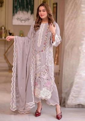 Lavender Moti Work Chiffon Salwar Kameez