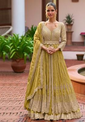 Yellow Embroidered Silk Salwar Kameez