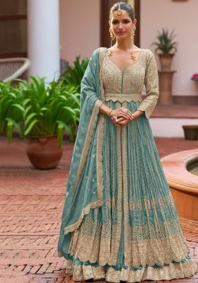 Blue Embroidered Silk Salwar Kameez