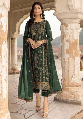 Green Sequin Work Georgette Kurta Set