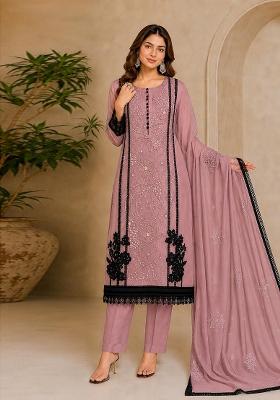 Purple Embroidered Organza Salwar Kameez