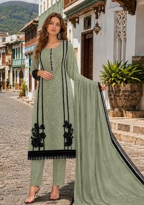 Mehendi Embroidered Organza Kurta Set