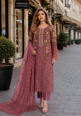 Purple Embroidered Silk Kurta Set