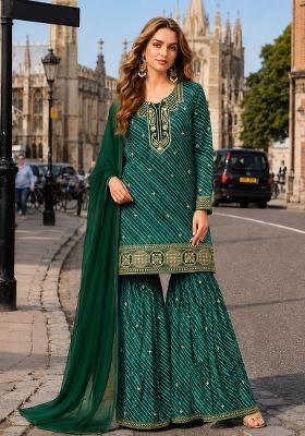 Emerald Embroidery Georgette Kurta Set