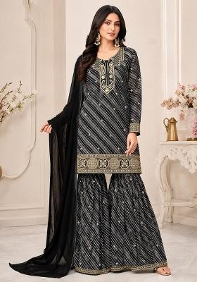 Black Embroidery Georgette Kurta Set