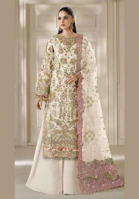 White Embroidery Chiffon Kurta Set