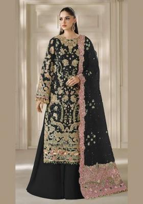 Black Embroidery Chiffon Kurta Set