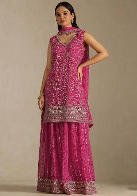 Pink Embroidery Georgette Kurta Set