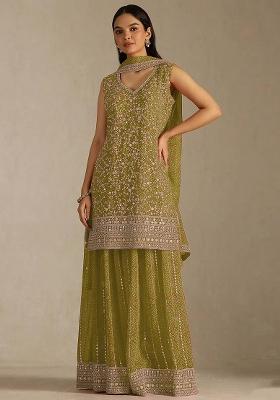 Yellow Embroidery Georgette Kurta Set