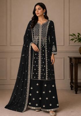 Black Embroidery Georgette Kurta Set