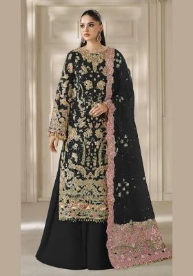 Black Embroidered Chiffon Kurta Set