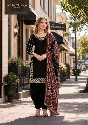 Black Embroidery Silk Punjabi Suit Set