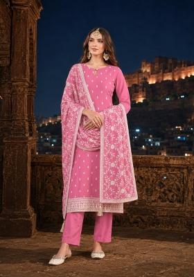 Pink Embroidery Georgette Kurta Set