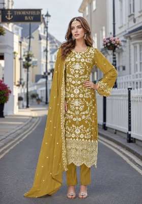 Mehendi Embroidery Organza Kurta Set