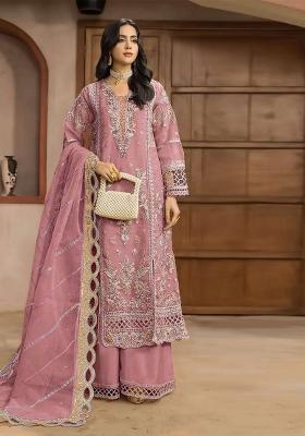 Pink Embroidery Chiffon Kurta Set