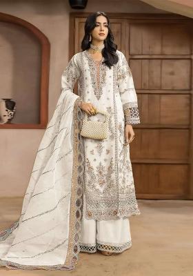White Embroidery Chiffon Kurta Set