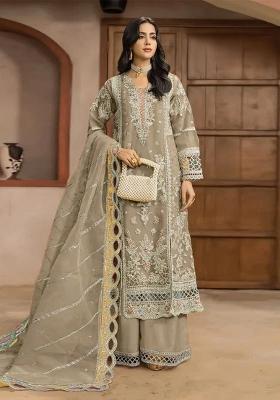 Beige Embroidery Chiffon Kurta Set