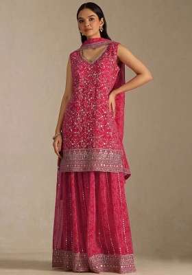 Pink Embroidery Georgette Kurta Set