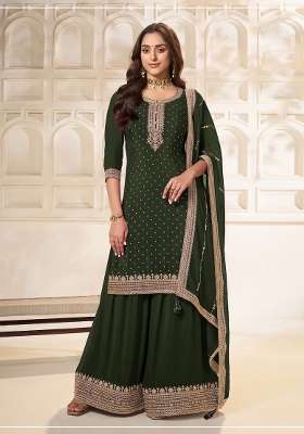 Mehendi Embroidery Silk Kurta Set