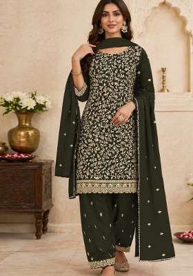 Mehendi Embroidery Georgette Kurta Set