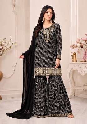 Black Embroidery Georgette Kurta Set