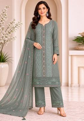 Light Green Embroidery Silk Kurta Set