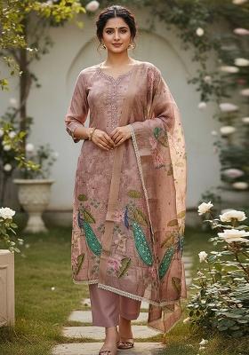 Pink Printed Cotton Kurta Set