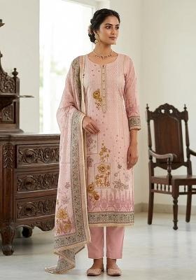Pink Printed Cotton Kurta Set