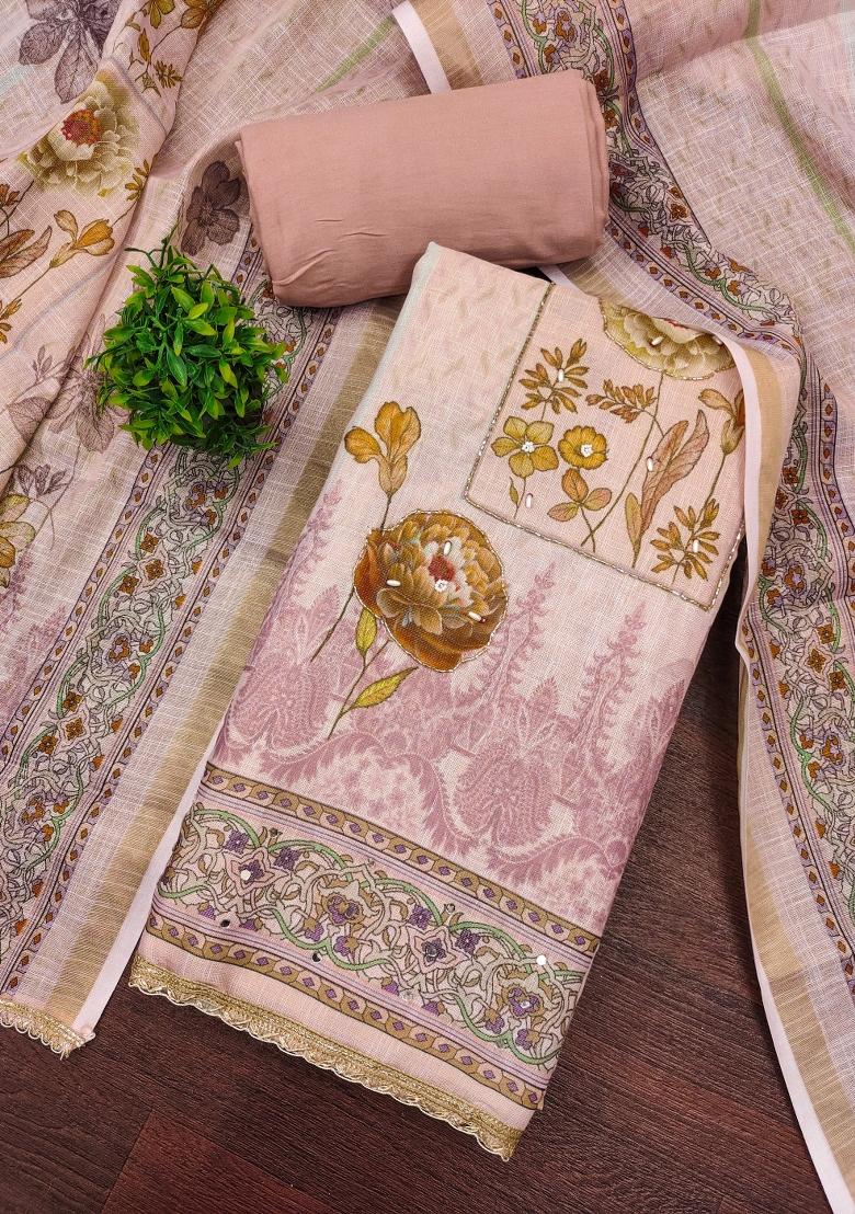 Pink Printed Cotton Kurta Set - Indya