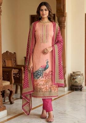 Pink Printed Cotton Kurta Set