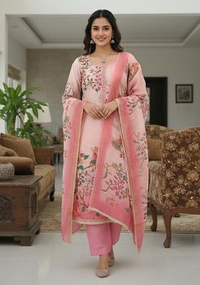 Pink Printed Cotton Kurta Set