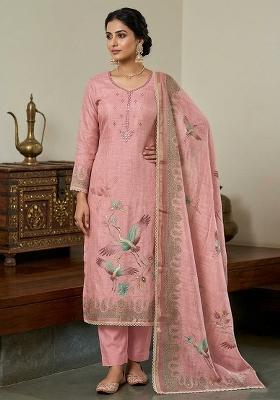 Pink Printed Cotton Kurta Set
