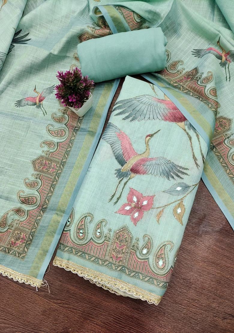 Blue Printed Cotton Kurta Set - Indya