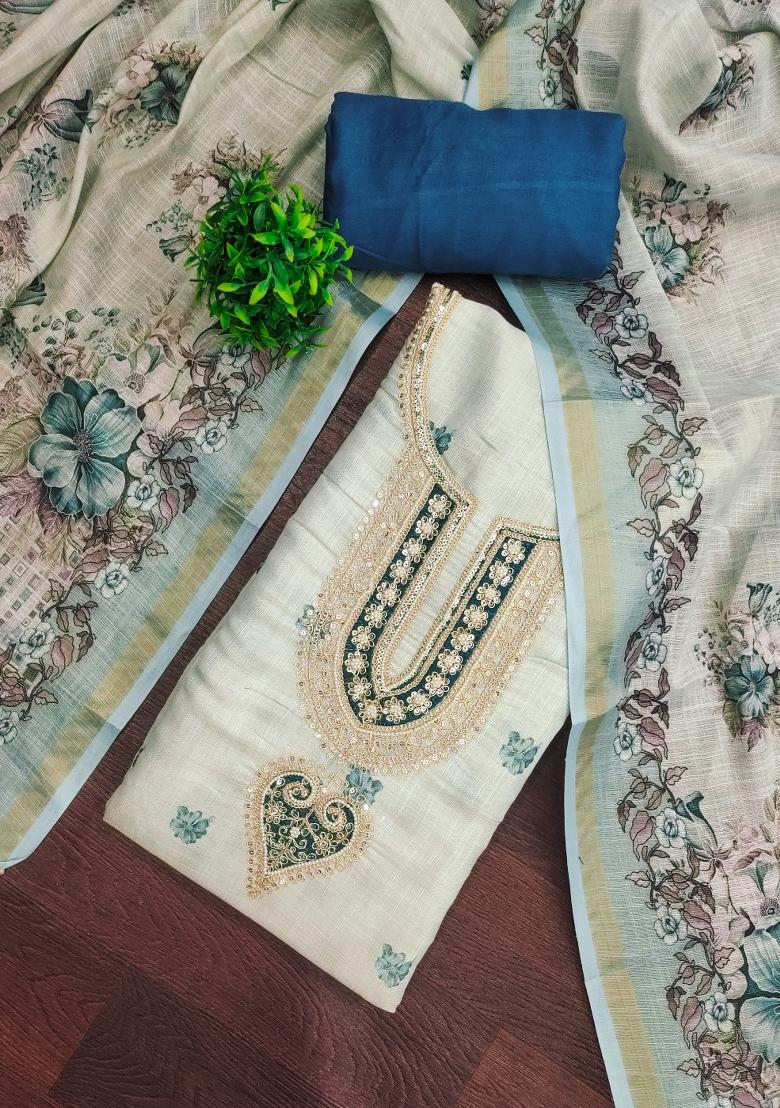 Off White Printed Cotton Kurta Set - Indya