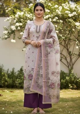 Off White Printed Cotton Kurta Set