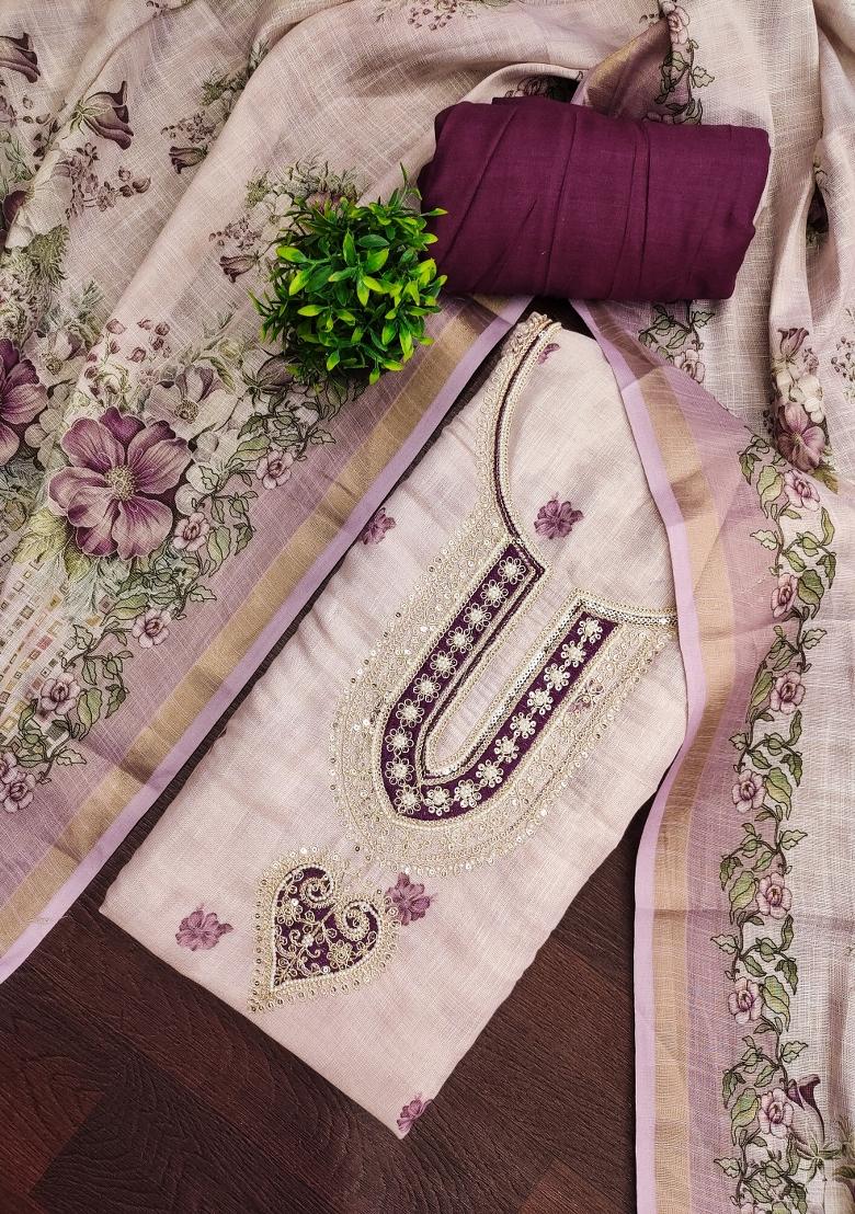 Off White Printed Cotton Kurta Set - Indya