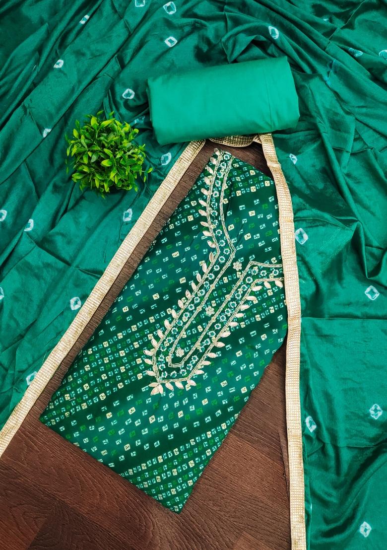 Green Printed Cotton Kurta Set - Indya