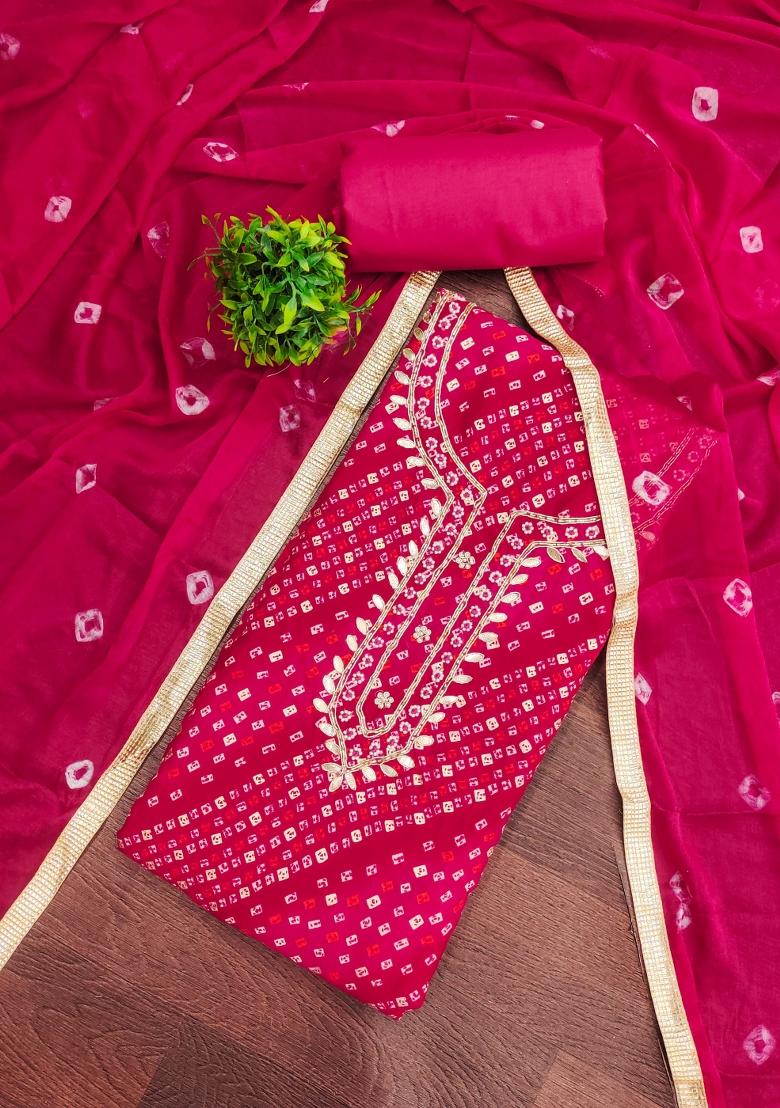 Pink Printed Cotton Kurta Set - Indya