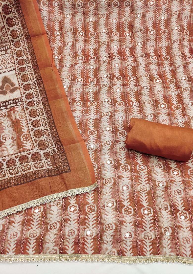 Brown Printed Cotton Kurta Set - Indya