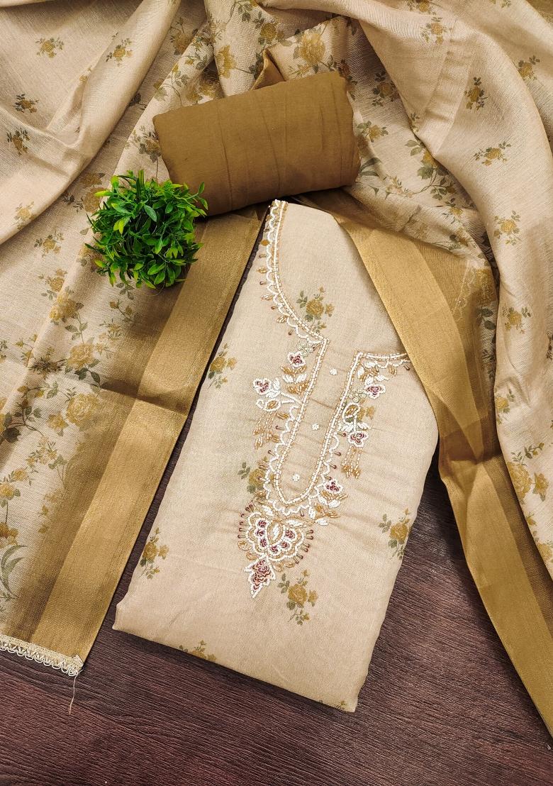 Brown Printed Cotton Kurta Set - Indya