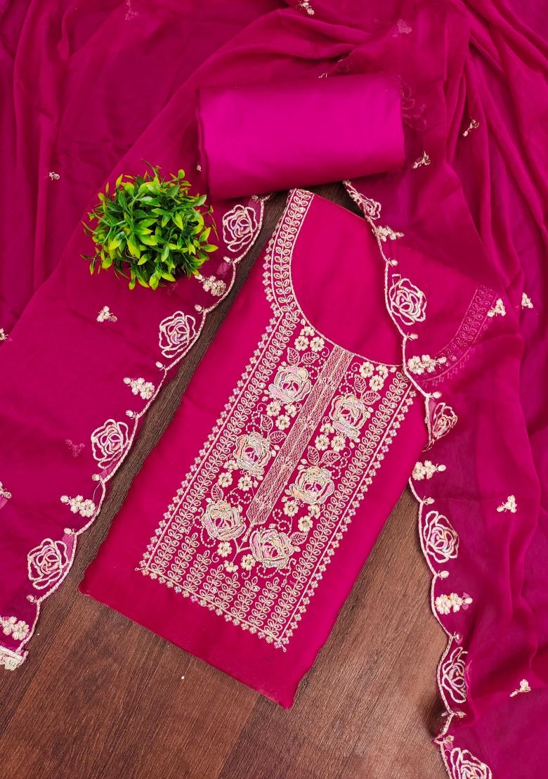 Pink Printed Viscose Kurta Set - Indya