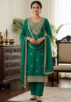 Green Printed Cotton Kurta Set